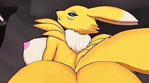 Renamon'un erotik yolculuğu sıcak bir anal bitişe yol açıyor